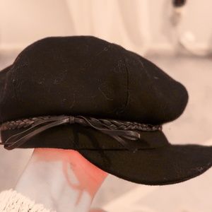 LizClaiborne Black Conductor Hat w/ Braid and bow